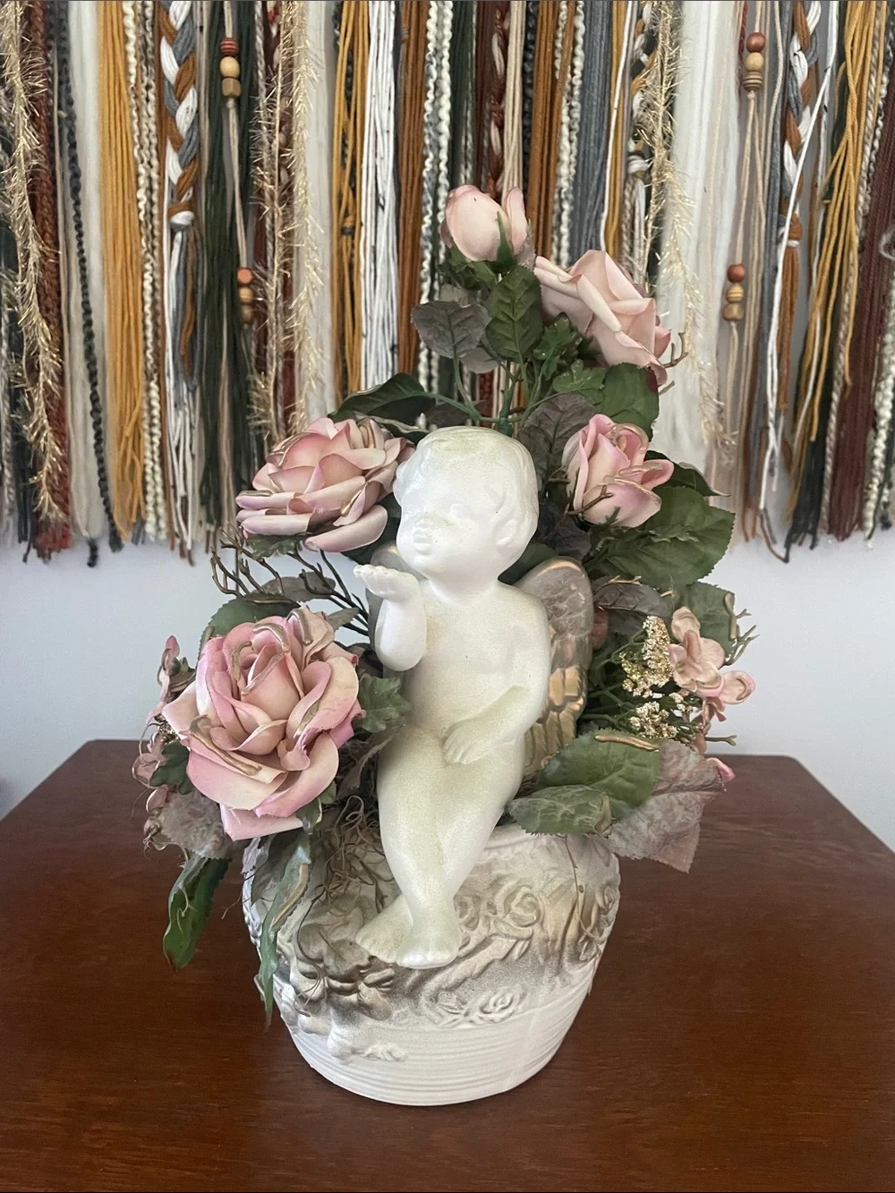 Cherub Floral Arrangement in Pink – Elegant Home Accent